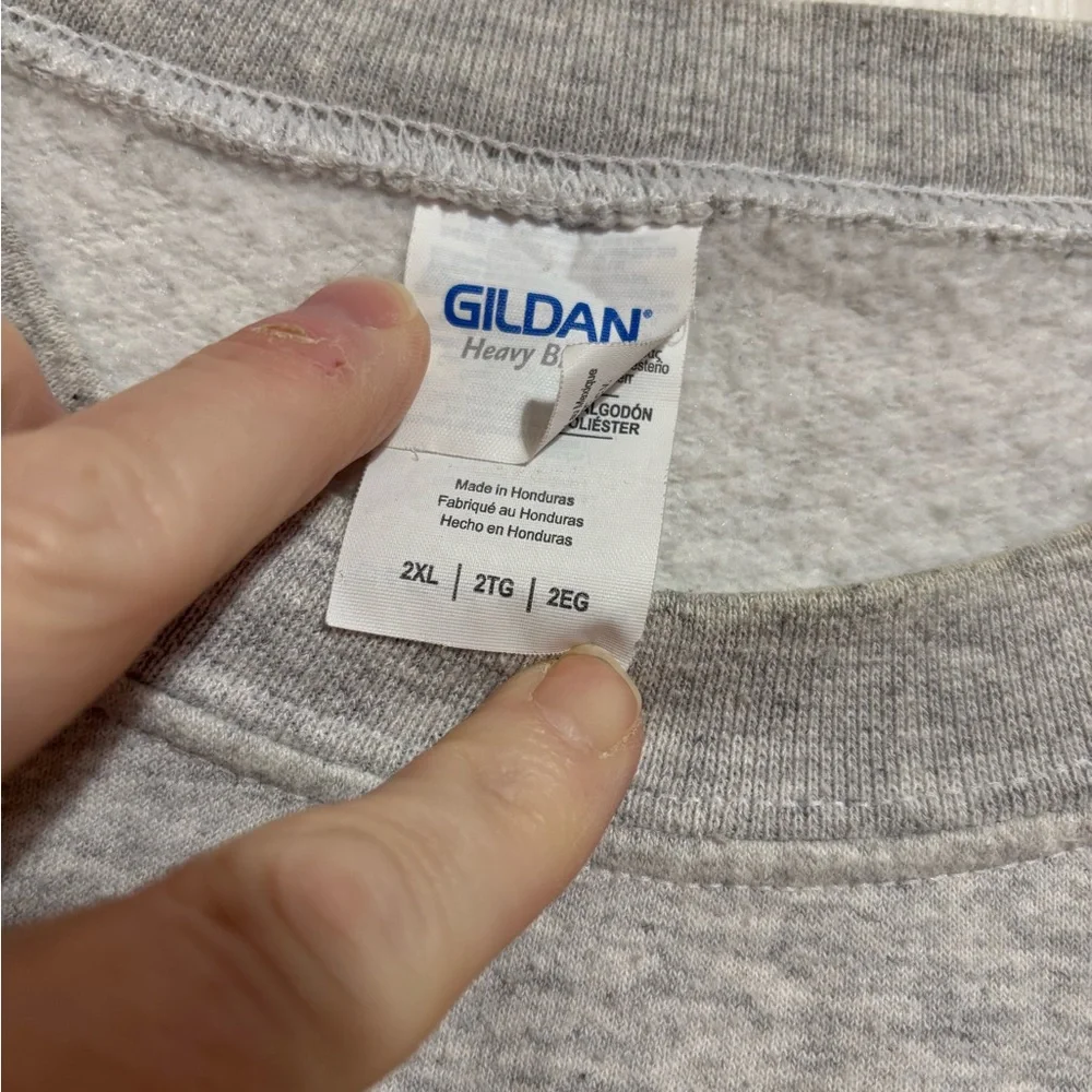 Upcycled Horse Crewneck Sweatshirt with Plaid Sleeves - Picture 5 of 6